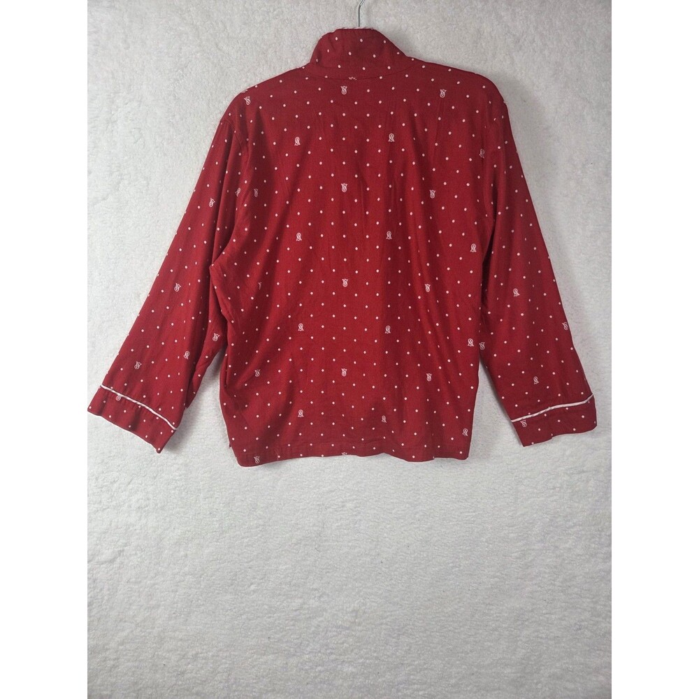Victoria's Secret Pajama Set Womens L Red Polka Dot Button Front Logo Sleepwear - Picture 7 of 16